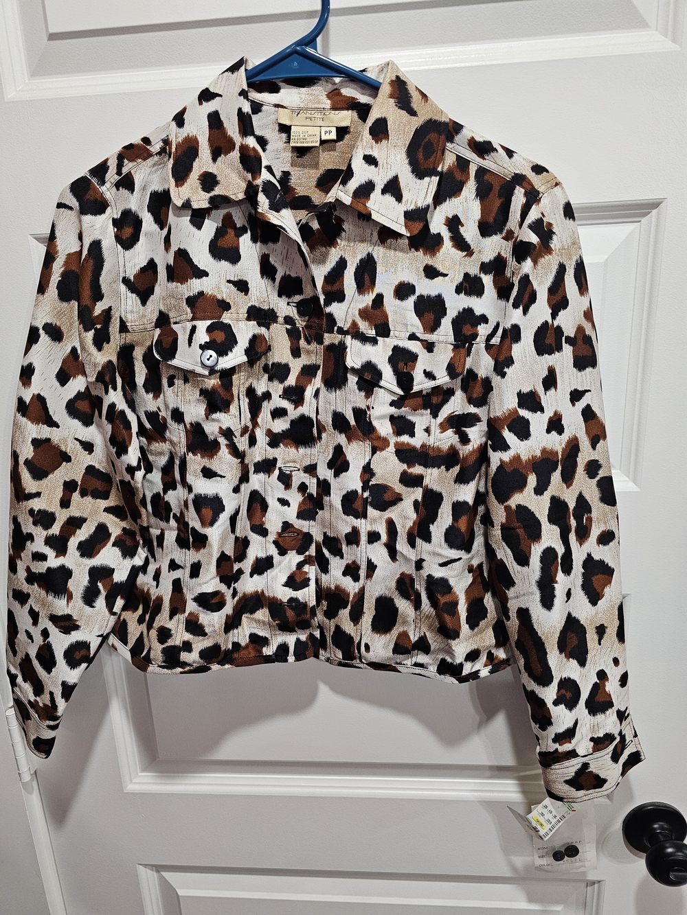 Transitions Petite Silk Leopard Print Blouse - Brown/Black